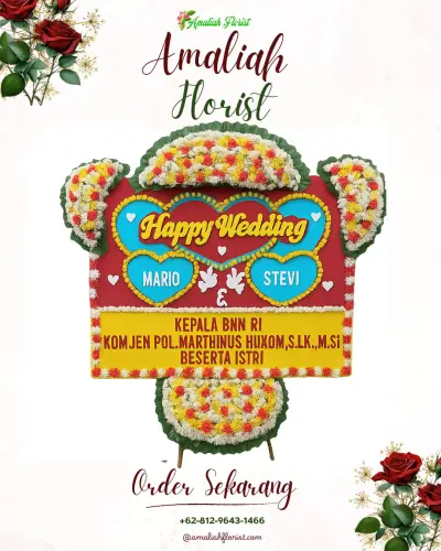 Karangan Papan Bunga Pernikahan di Damai Baru